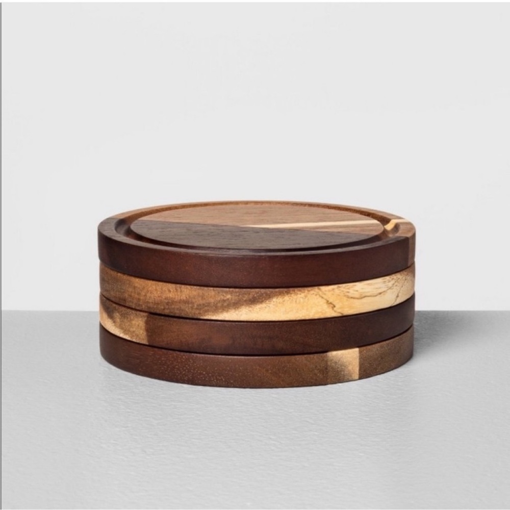 Hearth & Hand 4pk Wooden Coaster Set